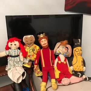 1980s plush dolls Wendy, Mr Peanut, Burger King,
